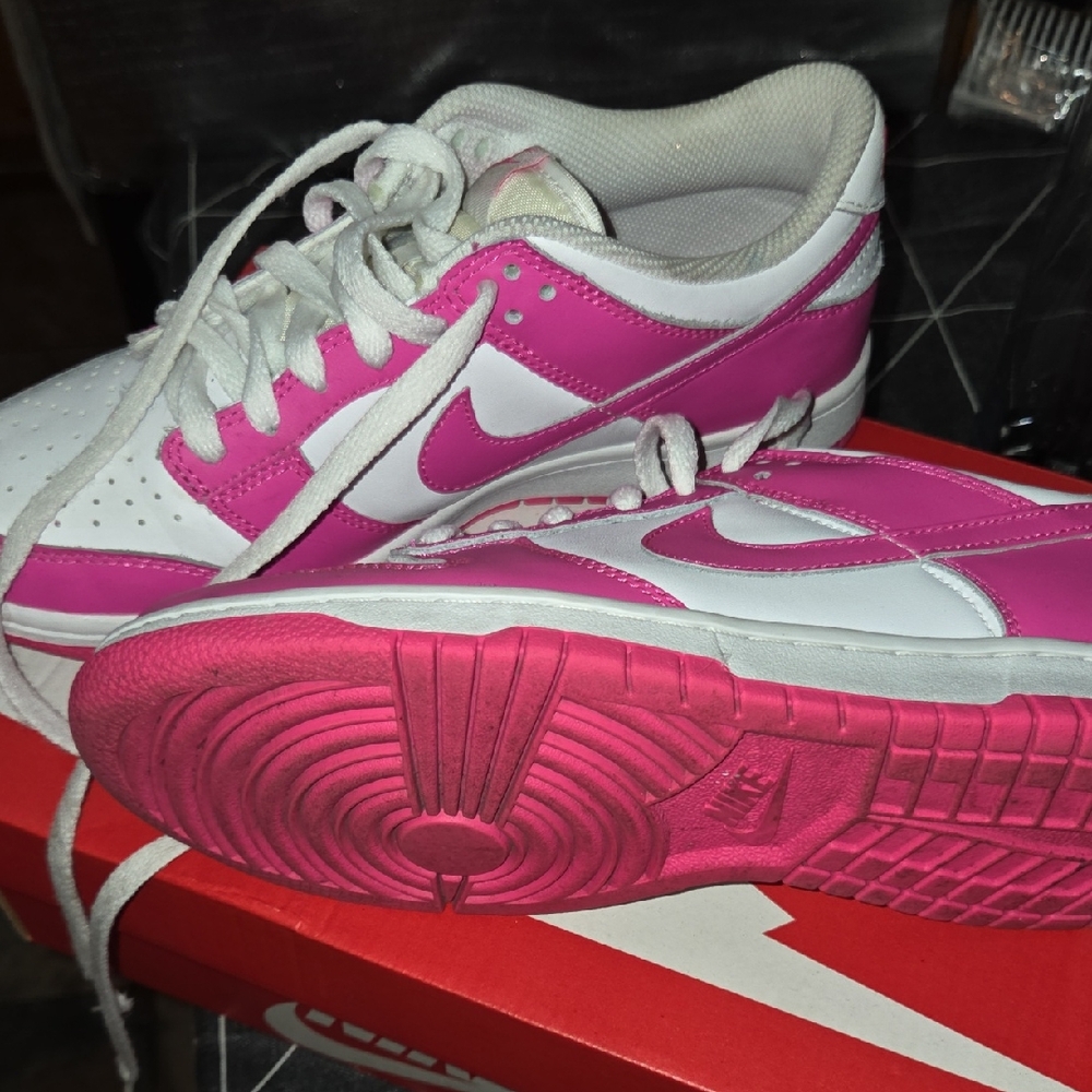 Nike Fuchsia and White Athletic Shoes/ Nike Dunk Low
